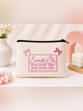 Excuse Me Canvas Makeup Pouch Cosmetic Bag Cute Gift for Her